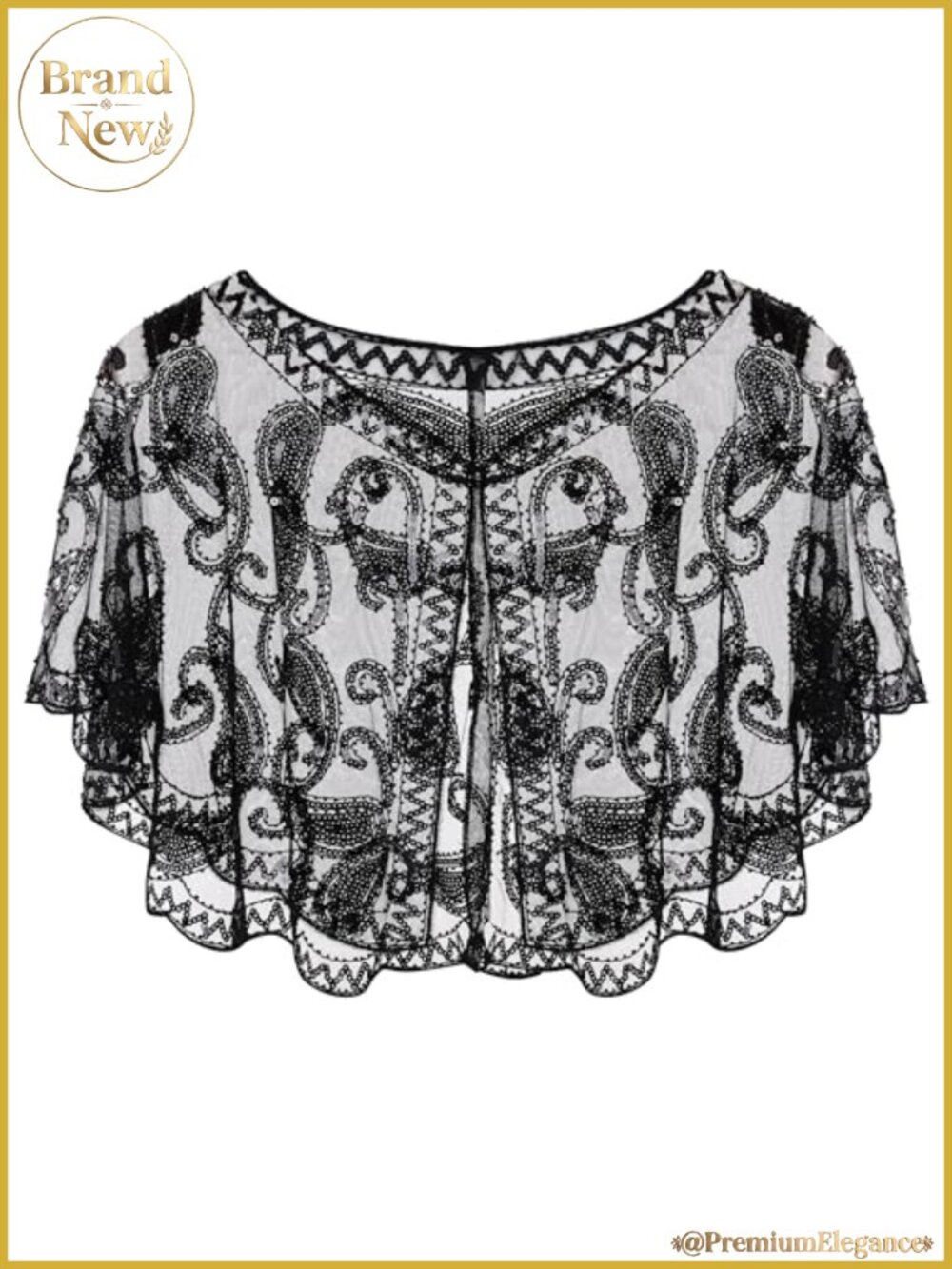 1920s Shawl Wraps Sequin Beaded Evening Cape Flapper Cover Up